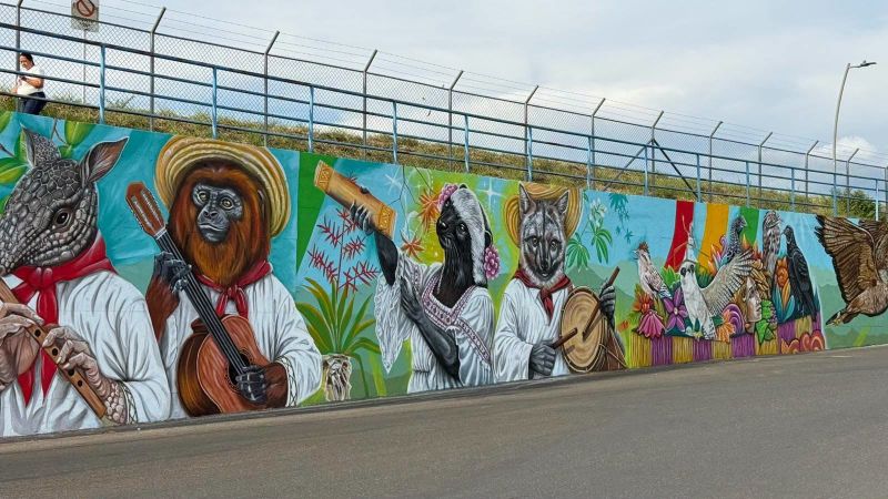 Veinte artistas pintan mural de 1.000 metros en Neiva